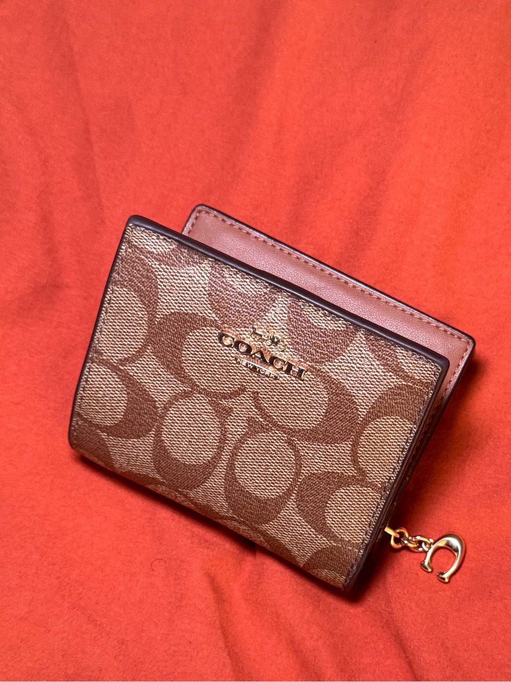 Coach Brown Signature Canvas Bifold Wallet with Gold Hardware - Picture 3 of 5